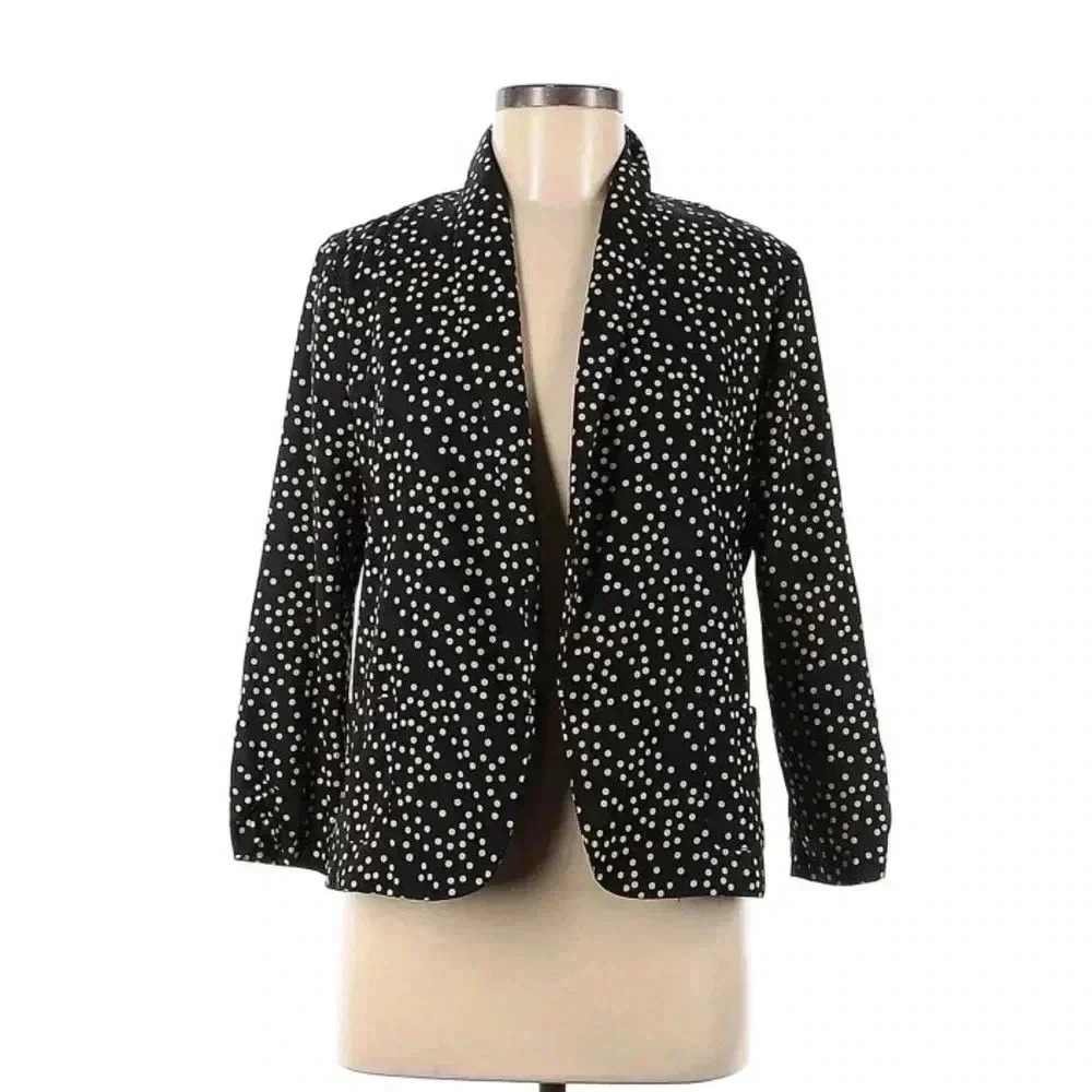 Xhilaration Black Casual Blazer with Dots